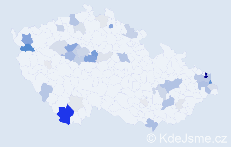 Příjmení: 'Madej', počet výskytů 133 v celé ČR