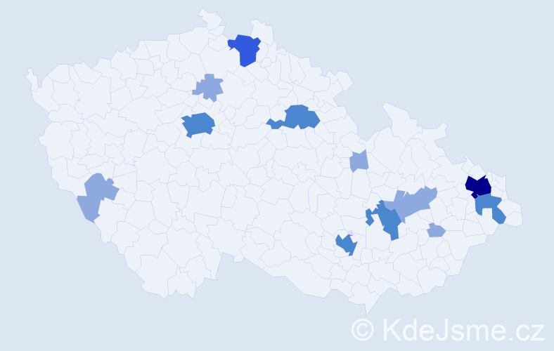 Příjmení: 'Budzák', počet výskytů 23 v celé ČR