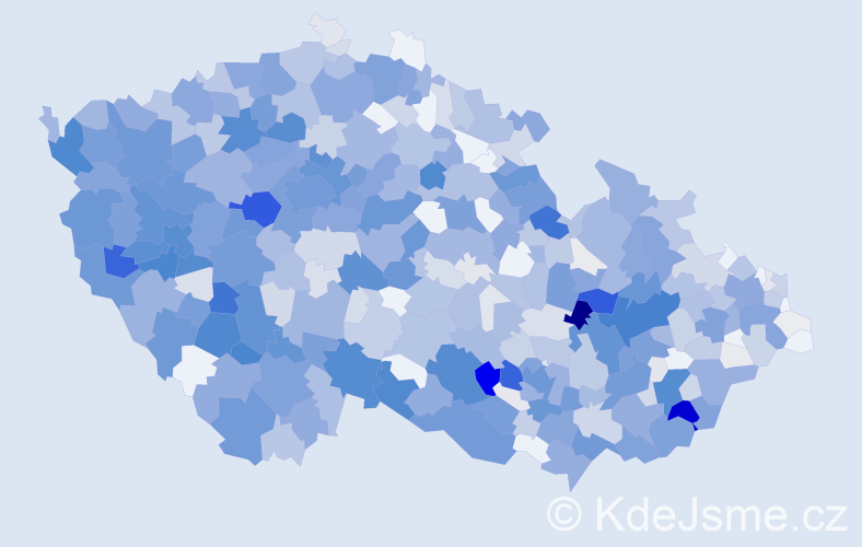 Příjmení: 'Vrba', počet výskytů 3545 v celé ČR