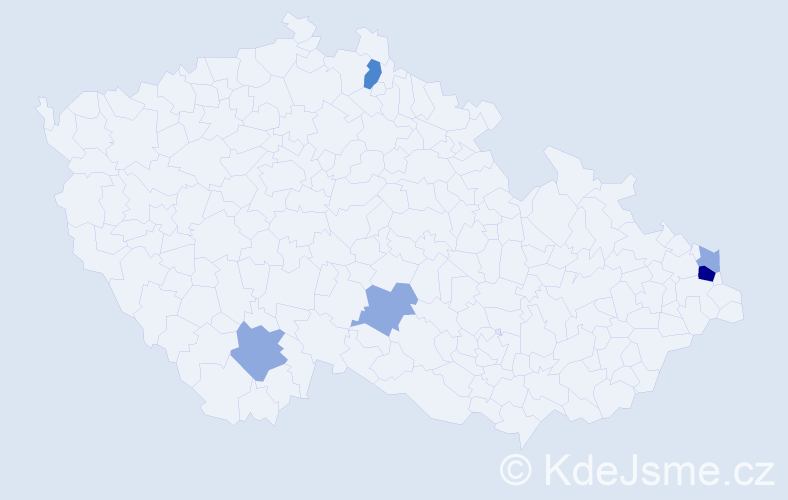 Příjmení: 'Frkala', počet výskytů 13 v celé ČR