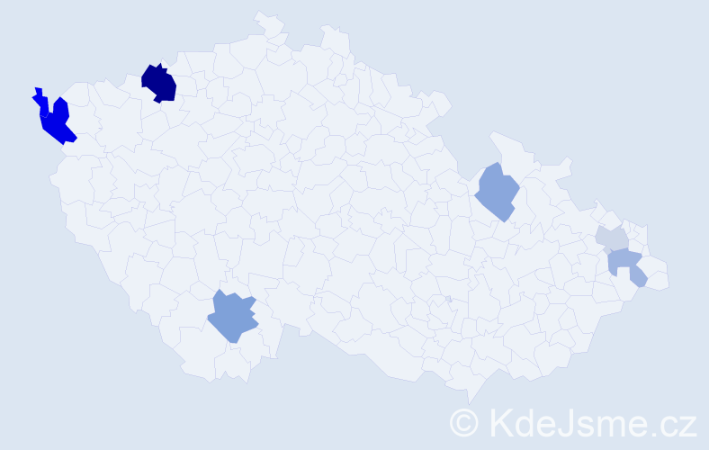Příjmení: 'Bodnárik', počet výskytů 14 v celé ČR