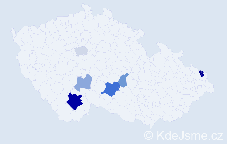 Příjmení: 'Sebroňová', počet výskytů 20 v celé ČR
