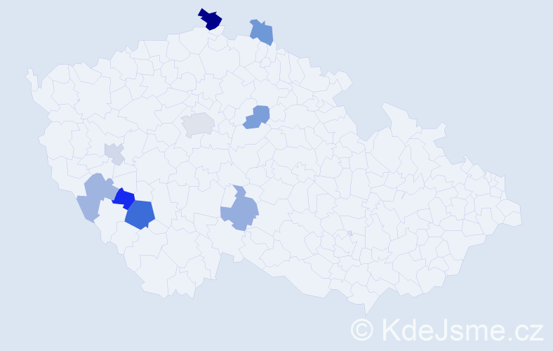 Příjmení: 'Bačovčin', počet výskytů 16 v celé ČR