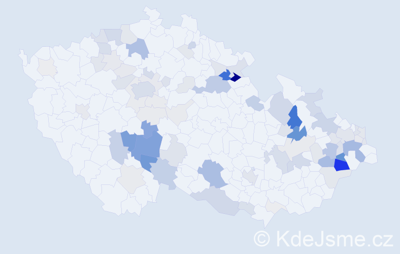 Příjmení: 'Pavlát', počet výskytů 347 v celé ČR
