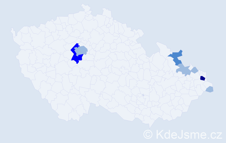 Příjmení: 'Tkaczyk', počet výskytů 13 v celé ČR