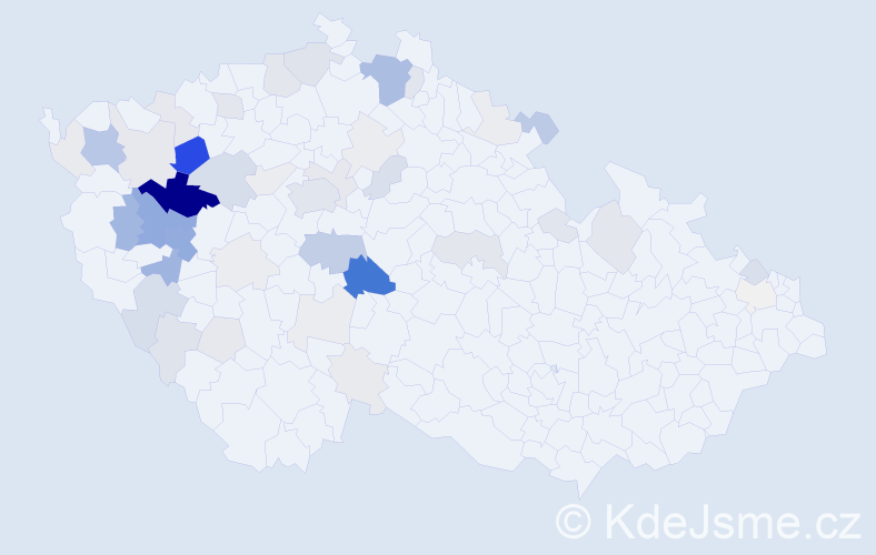 Příjmení: 'Půta', počet výskytů 190 v celé ČR