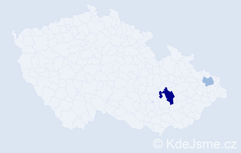 Příjmení: 'Švandera', počet výskytů 5 v celé ČR