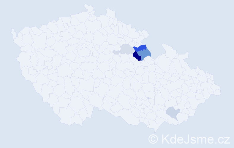Příjmení: 'Touc', počet výskytů 10 v celé ČR