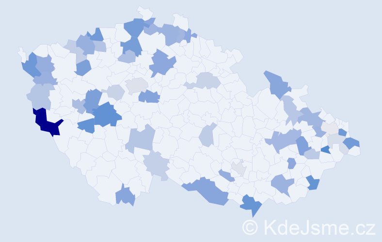 Příjmení: 'Pekárová', počet výskytů 128 v celé ČR