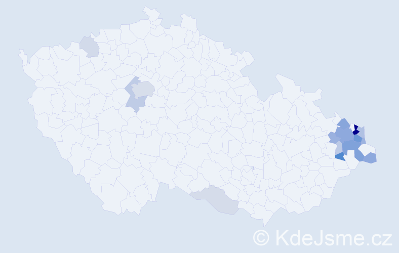 Příjmení: 'Antošík', počet výskytů 52 v celé ČR
