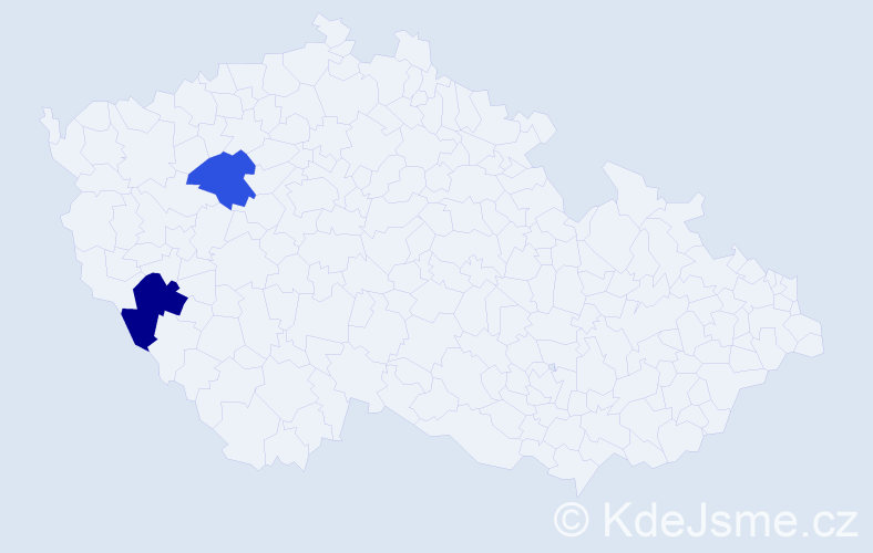 Příjmení: 'Kodyš', počet výskytů 5 v celé ČR