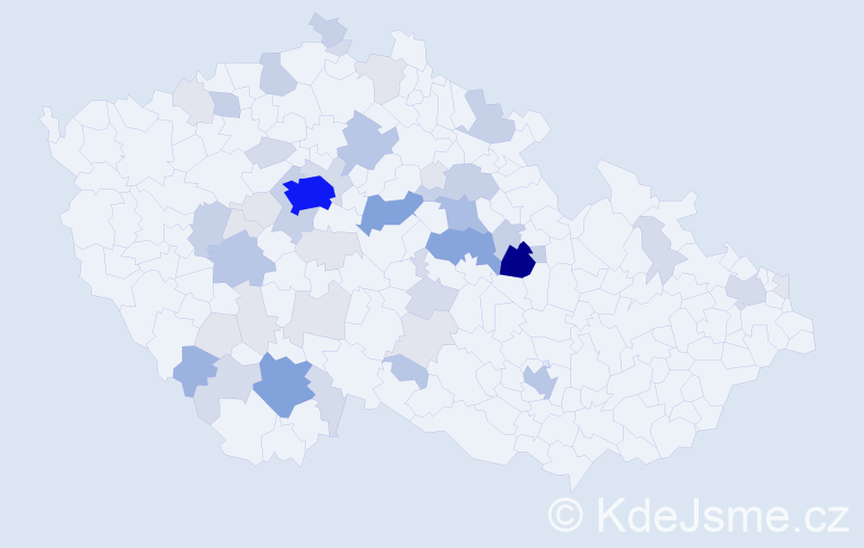 Příjmení: 'Kuta', počet výskytů 168 v celé ČR