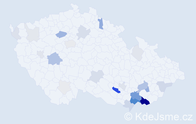 Příjmení: 'Káčerek', počet výskytů 86 v celé ČR
