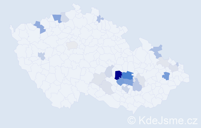 Příjmení: 'Kaldová', počet výskytů 69 v celé ČR
