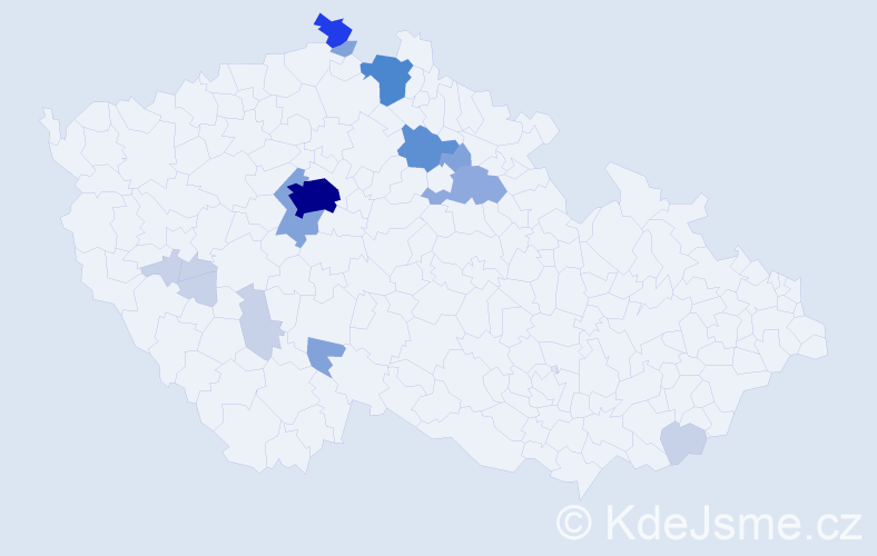 Příjmení: 'Čistecký', počet výskytů 50 v celé ČR