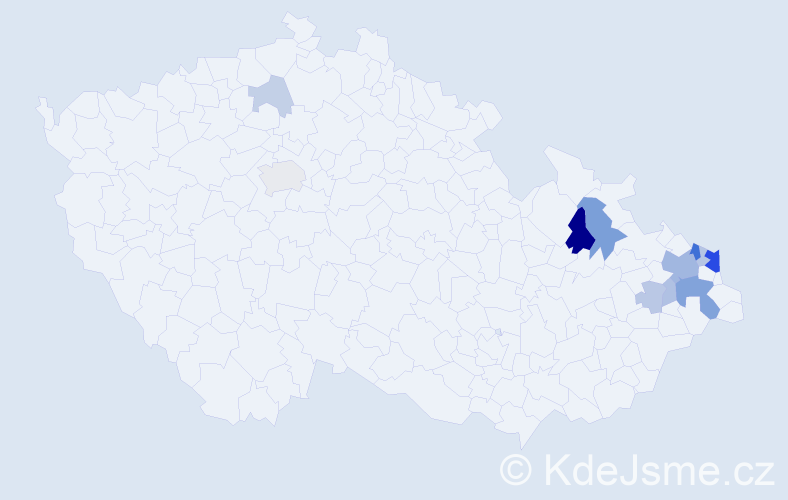 Příjmení: 'Mojáková', počet výskytů 32 v celé ČR