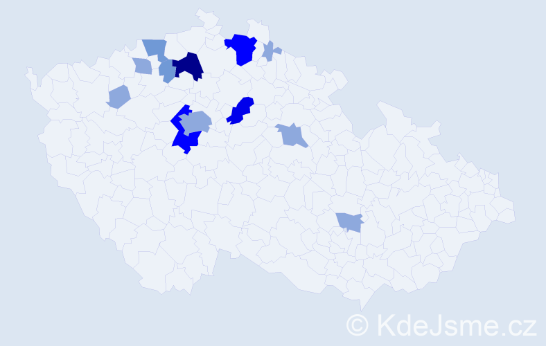 Příjmení: 'Slanička', počet výskytů 29 v celé ČR