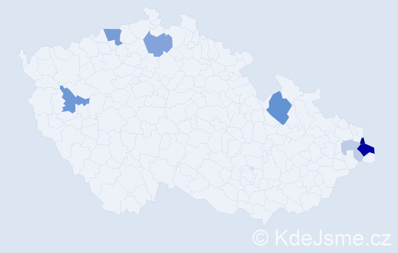 Příjmení: 'Kulhanek', počet výskytů 20 v celé ČR