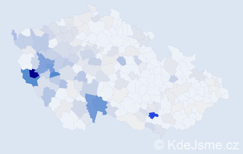 Příjmení: 'Škarda', počet výskytů 590 v celé ČR