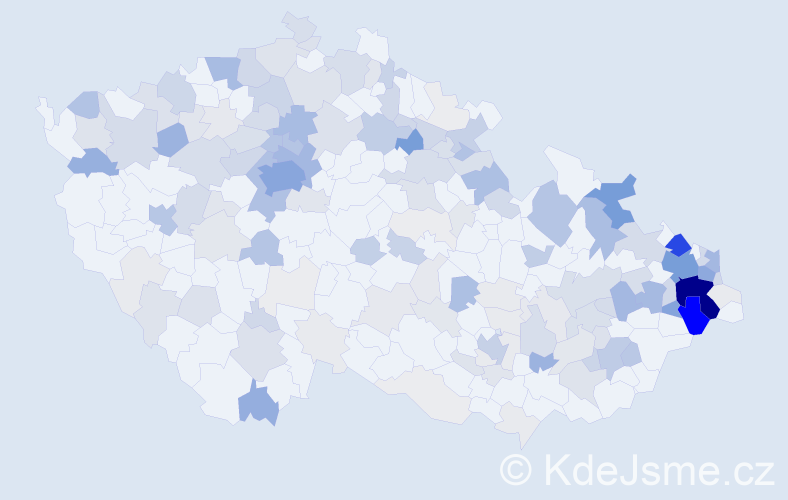 Příjmení: 'Koval', počet výskytů 763 v celé ČR