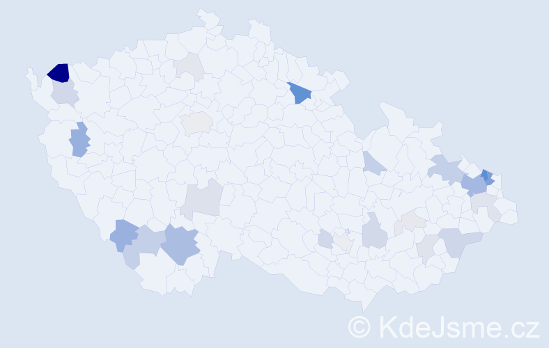 Příjmení: 'Kursa', počet výskytů 100 v celé ČR