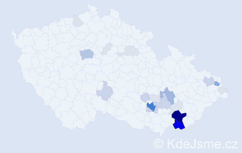 Příjmení: 'Páčová', počet výskytů 87 v celé ČR