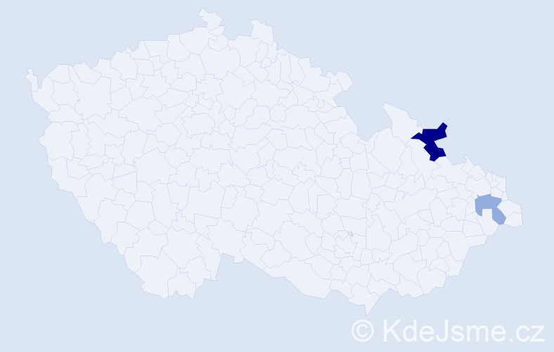 Příjmení: 'Bugris', počet výskytů 7 v celé ČR