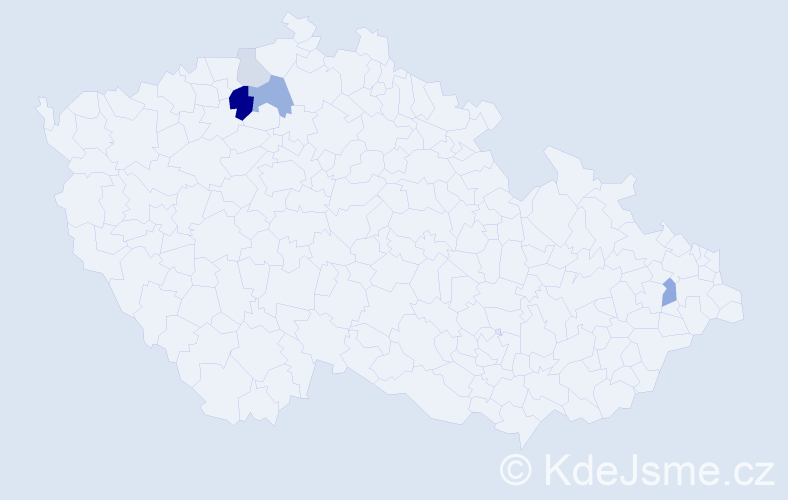 Příjmení: 'Durček', počet výskytů 19 v celé ČR