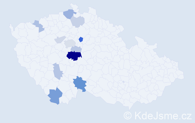 Příjmení: 'Hýbek', počet výskytů 28 v celé ČR