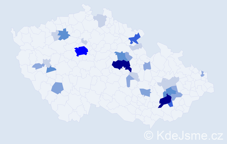 Příjmení: 'Regent', počet výskytů 96 v celé ČR