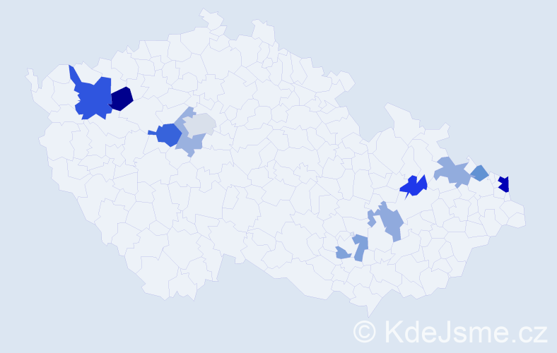 Příjmení: 'Kubuš', počet výskytů 18 v celé ČR