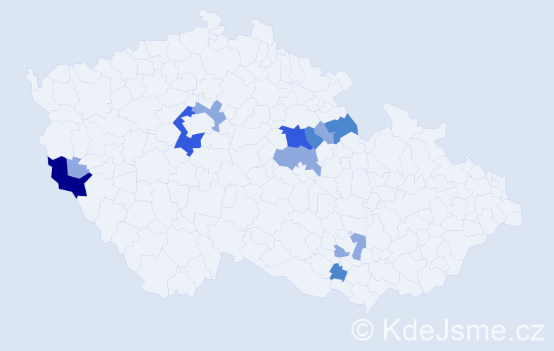 Příjmení: 'Kincler', počet výskytů 22 v celé ČR