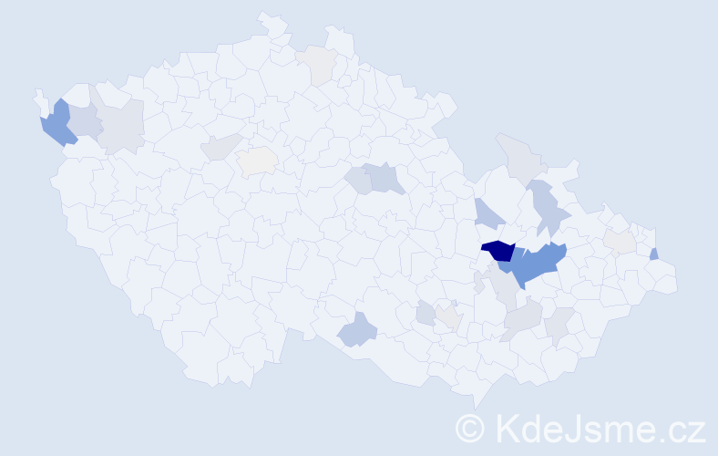 Příjmení: 'Utíkal', počet výskytů 101 v celé ČR