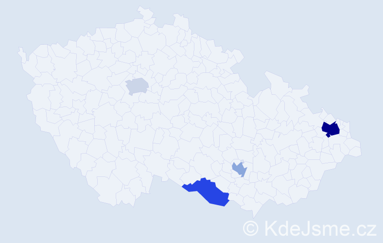 Příjmení: 'Hipšr', počet výskytů 7 v celé ČR