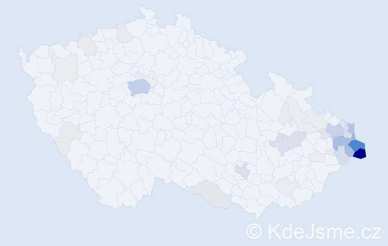 Příjmení: 'Kawulok', počet výskytů 285 v celé ČR