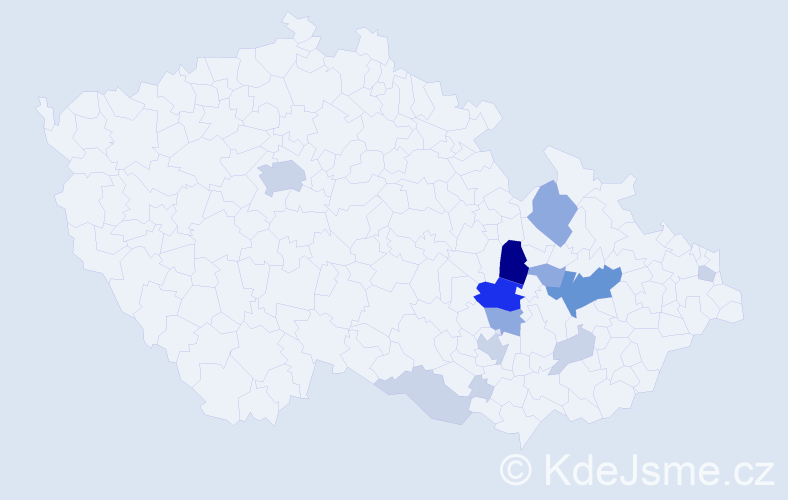Příjmení: 'Rédová', počet výskytů 39 v celé ČR