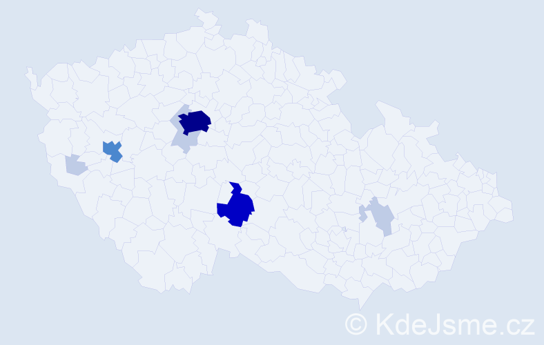 Příjmení: 'Hubatová', počet výskytů 27 v celé ČR