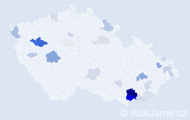 Příjmení: 'Belka', počet výskytů 95 v celé ČR