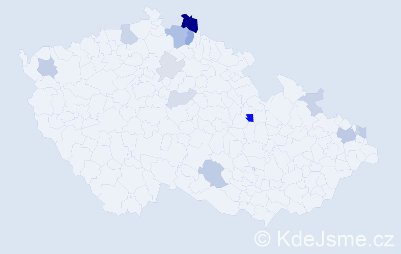 Příjmení: 'Krága', počet výskytů 36 v celé ČR