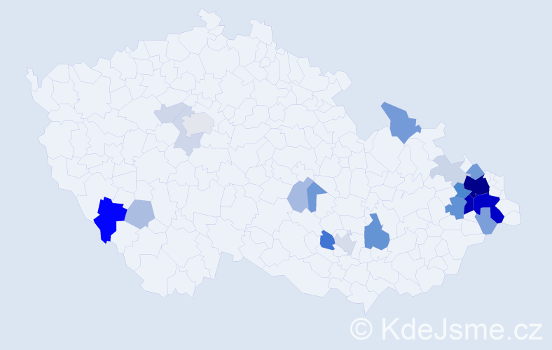 Příjmení: 'Tichopádová', počet výskytů 78 v celé ČR