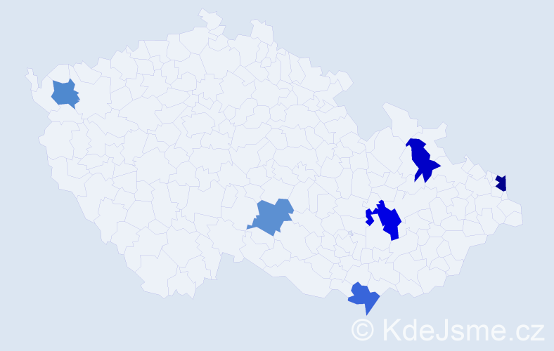 Příjmení: 'Kurtulíková', počet výskytů 8 v celé ČR