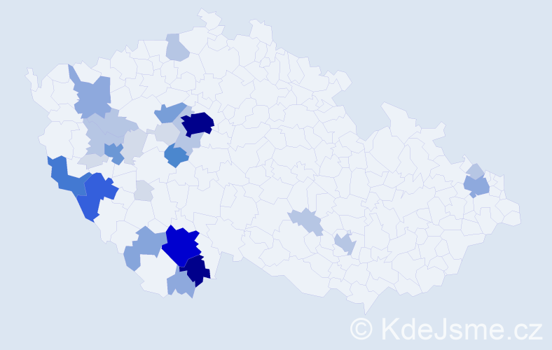 Příjmení: 'Brousek', počet výskytů 118 v celé ČR