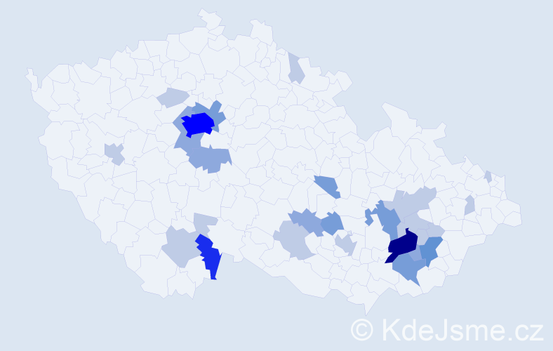 Příjmení: 'Nehoda', počet výskytů 65 v celé ČR