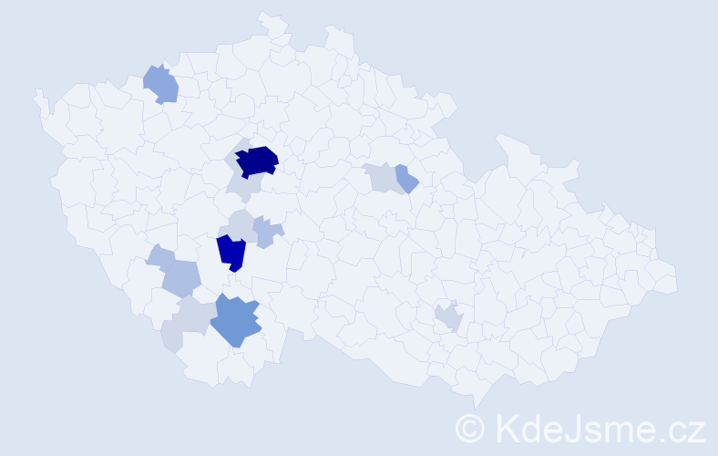 Příjmení: 'Koptiš', počet výskytů 51 v celé ČR