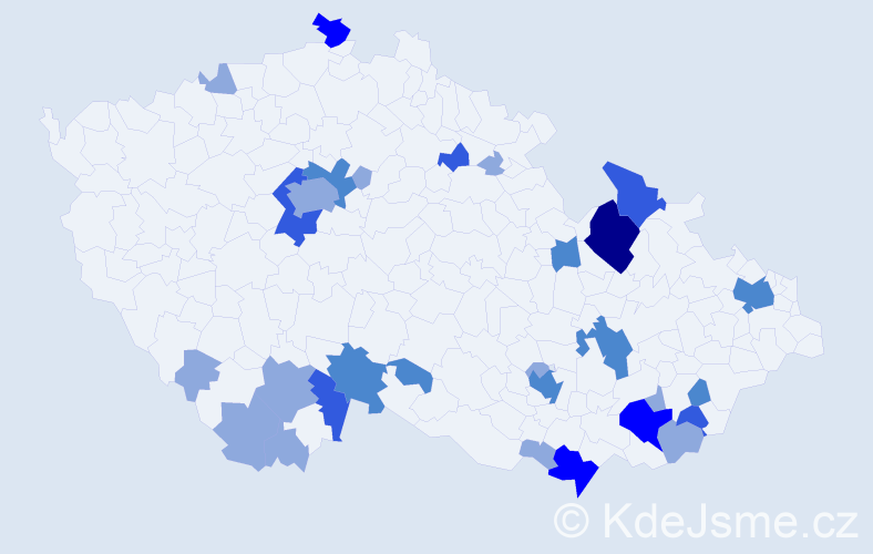 Příjmení: 'Merčák', počet výskytů 60 v celé ČR