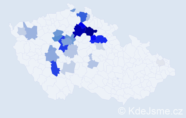 Příjmení: 'Kverková', počet výskytů 108 v celé ČR