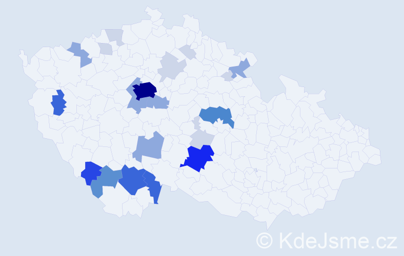 Příjmení: 'Kubašta', počet výskytů 86 v celé ČR