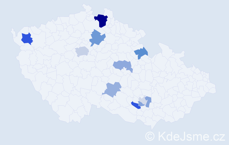 Příjmení: 'Kindrat', počet výskytů 22 v celé ČR
