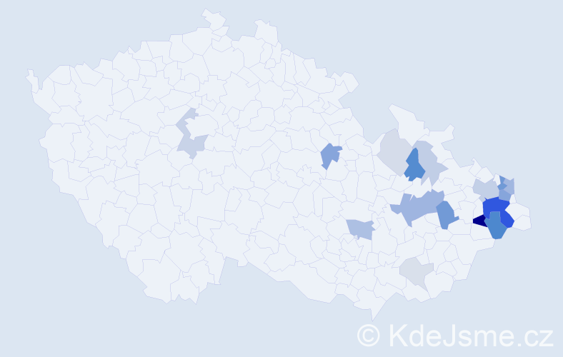 Příjmení: 'Kaduch', počet výskytů 58 v celé ČR