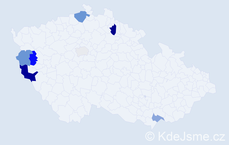 Příjmení: 'Bayová', počet výskytů 11 v celé ČR